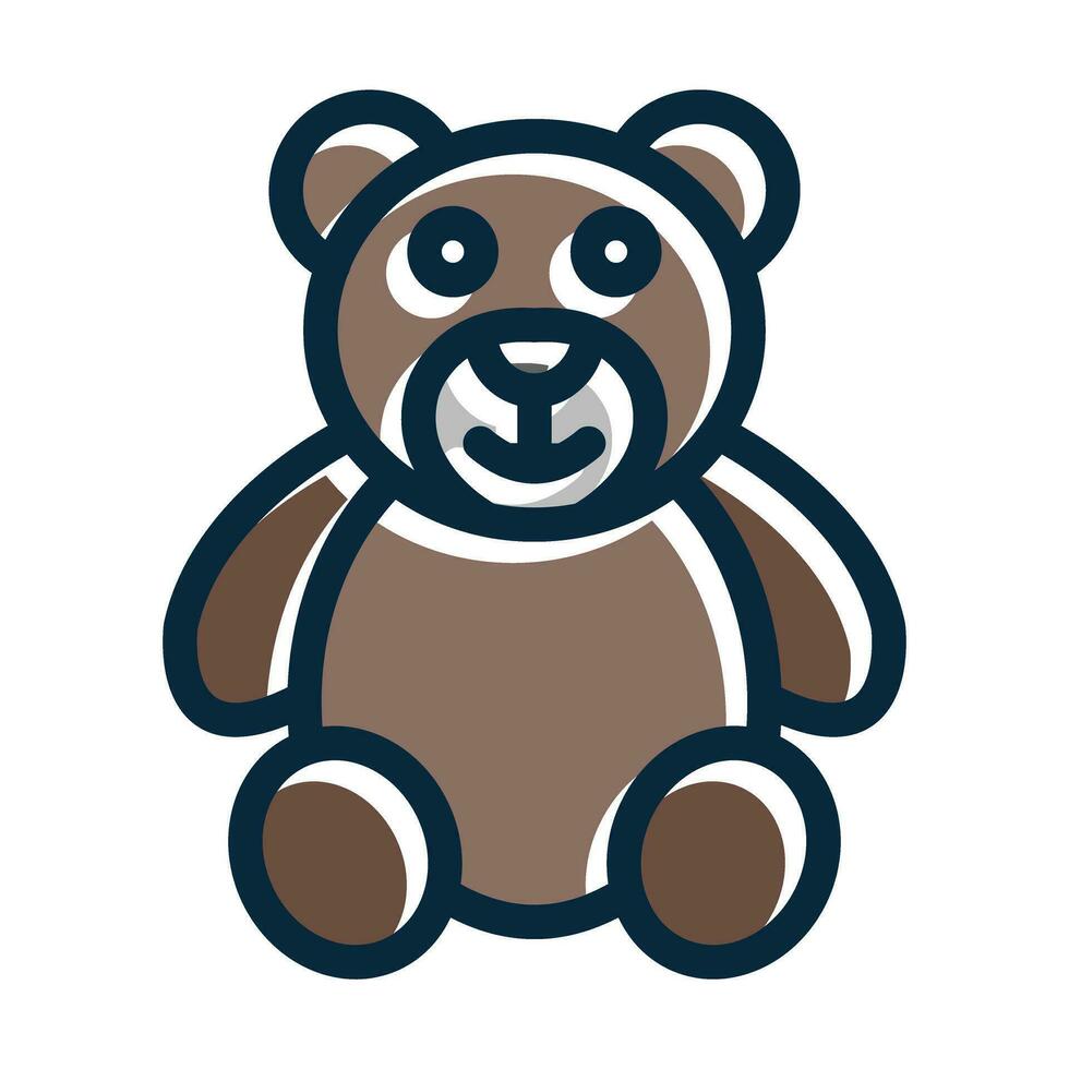 Bear Vector Thick Line Filled Dark Colors
