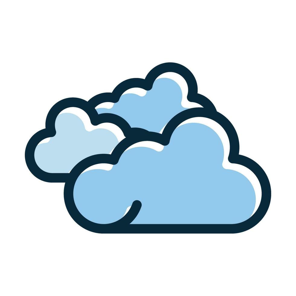Cloud Vector Thick Line Filled Dark Colors
