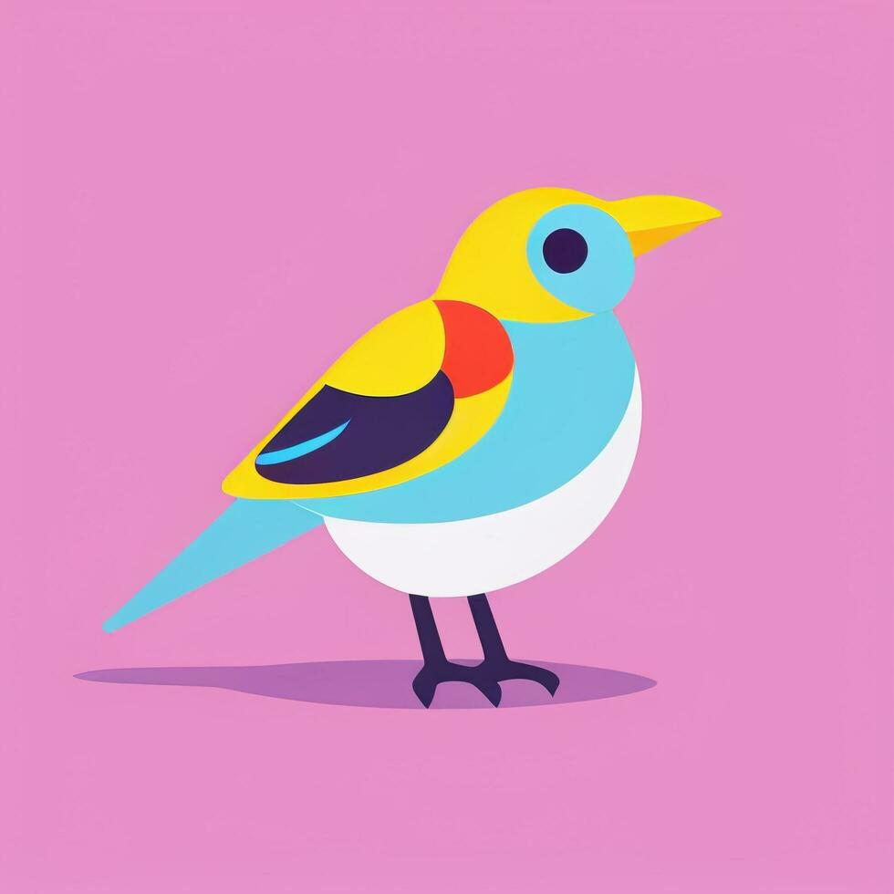 AI generated Colorful Bird Logo Avatar Clip Art Icon Sticker Decoration Simple Background photo