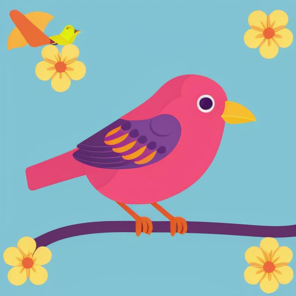 AI generated Colorful Bird Logo Avatar Clip Art Icon Sticker Decoration Simple Background photo
