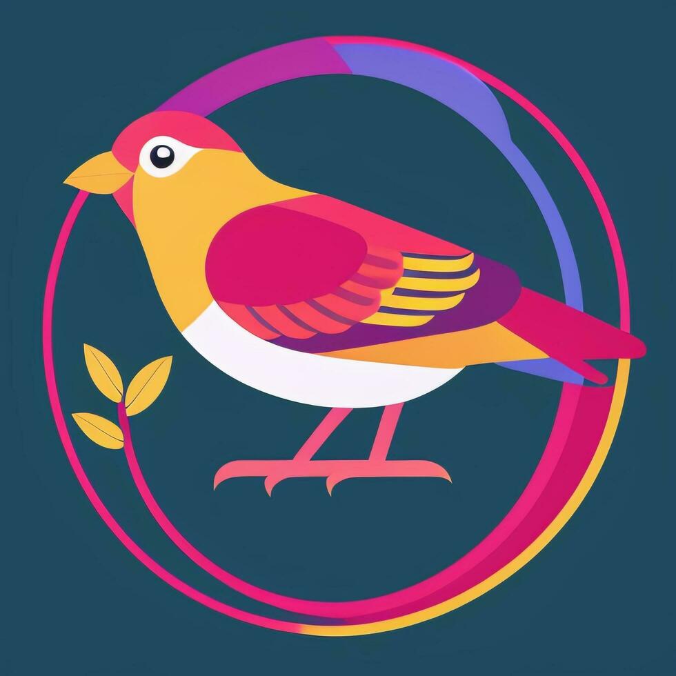 AI generated Colorful Bird Logo Avatar Clip Art Icon Sticker Decoration Simple Background photo