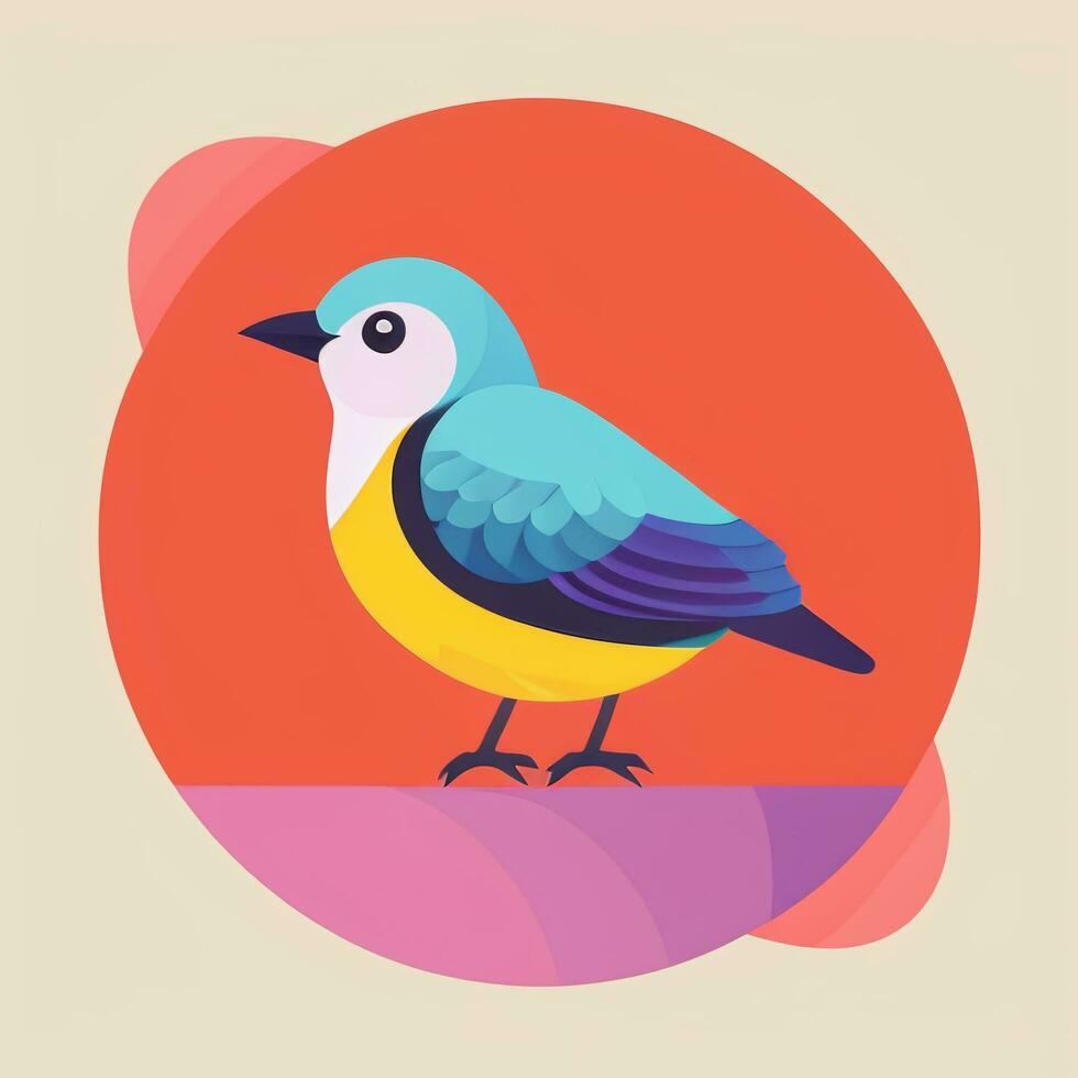 AI generated Colorful Bird Logo Avatar Clip Art Icon Sticker Decoration Simple Background photo