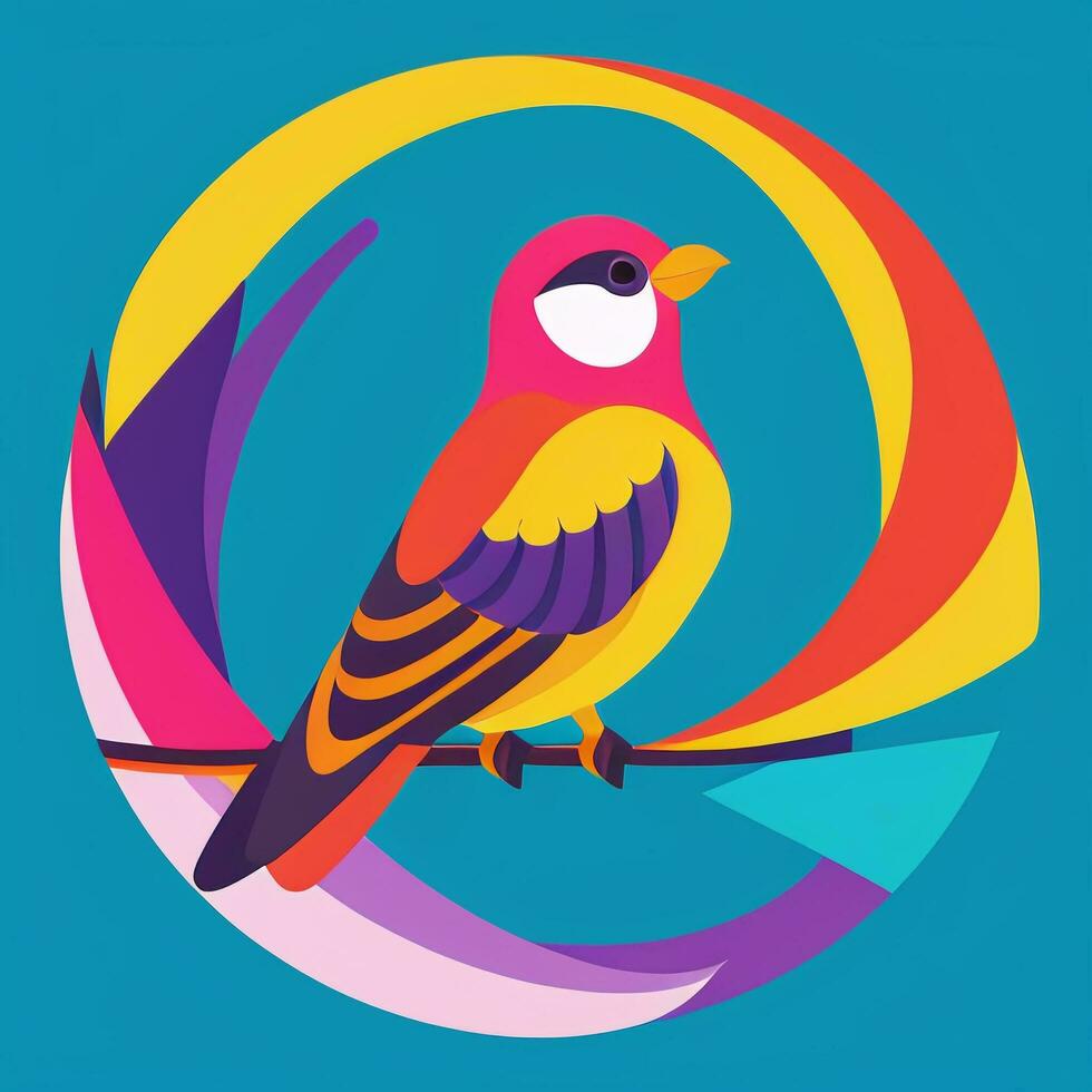 AI generated Colorful Bird Logo Avatar Clip Art Icon Sticker Decoration Simple Background photo