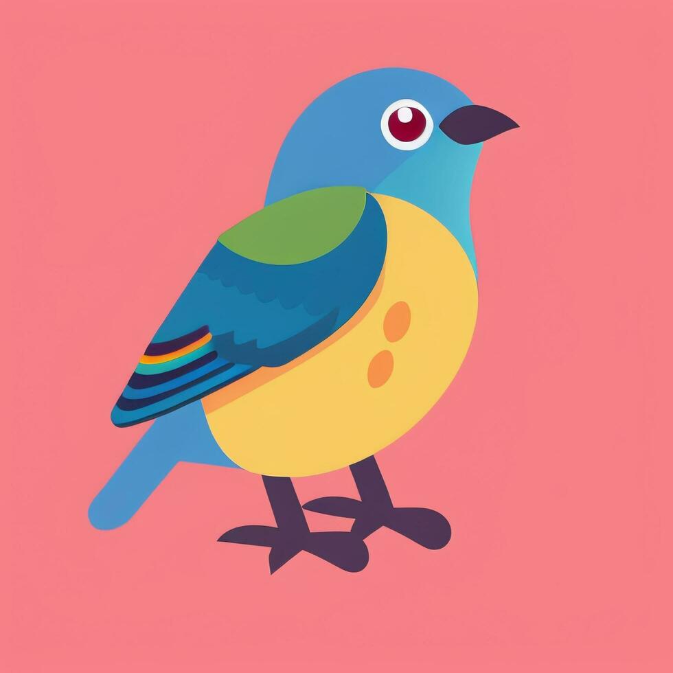 AI generated Colorful Bird Logo Avatar Clip Art Icon Sticker Decoration Simple Background photo