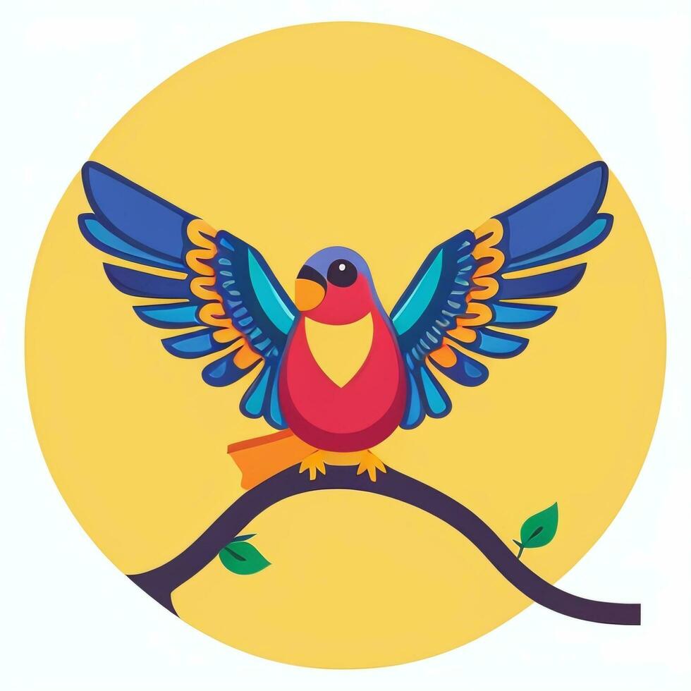 ai generado vistoso pájaro logo avatar acortar Arte icono pegatina decoración sencillo antecedentes foto