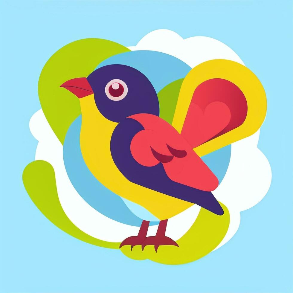 AI generated Colorful Bird Logo Avatar Clip Art Icon Sticker Decoration Simple Background photo