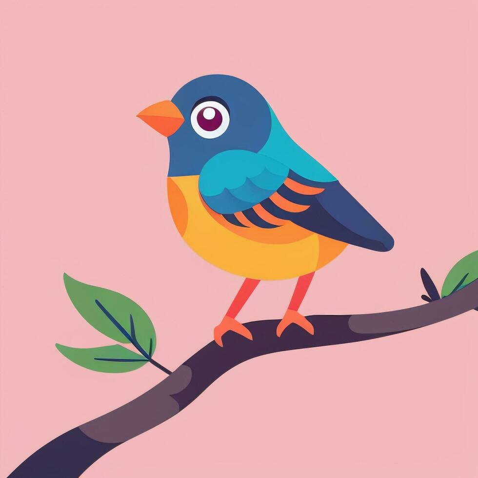 AI generated Colorful Bird Logo Avatar Clip Art Icon Sticker Decoration Simple Background photo