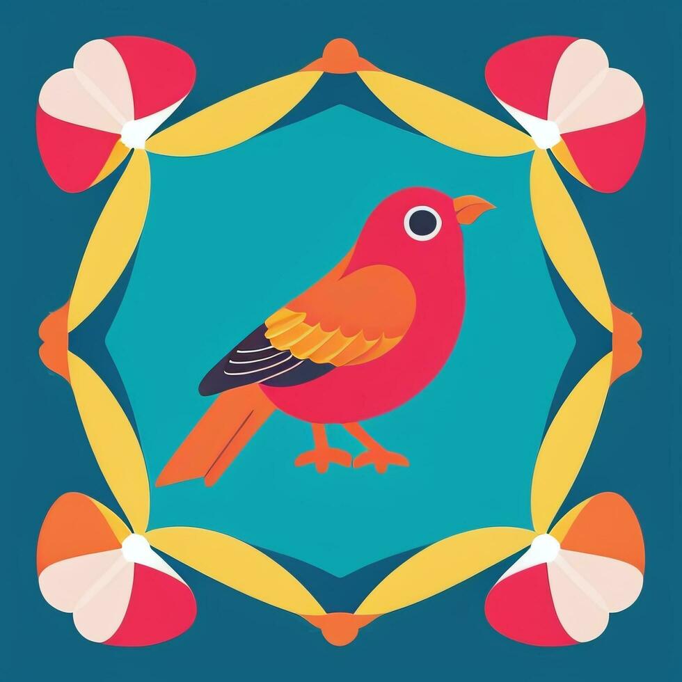 AI generated Colorful Bird Logo Avatar Clip Art Icon Sticker Decoration Simple Background photo
