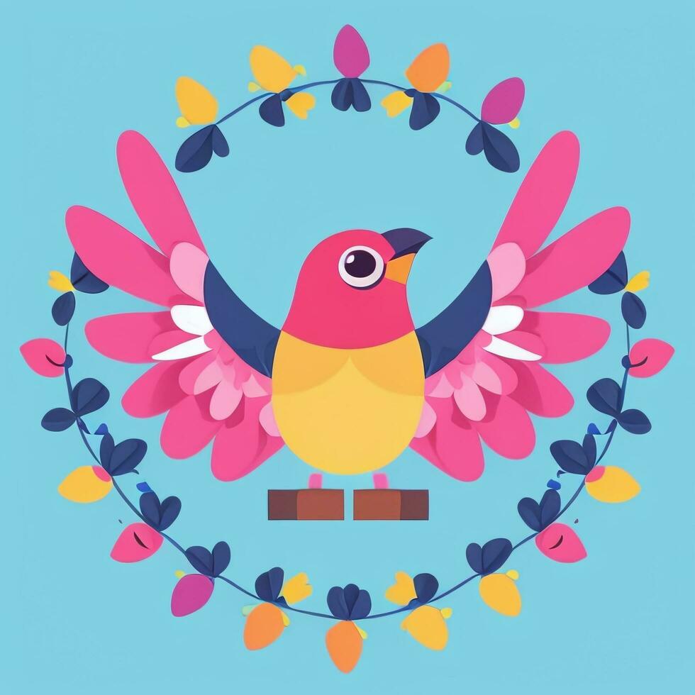 AI generated Colorful Bird Logo Avatar Clip Art Icon Sticker Decoration Simple Background