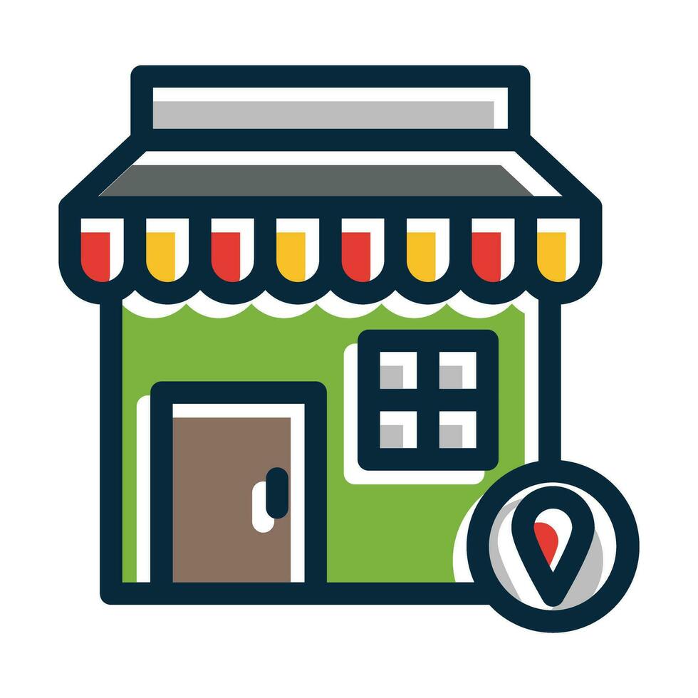 Retail Store Vector Thick Line Filled Dark Colors