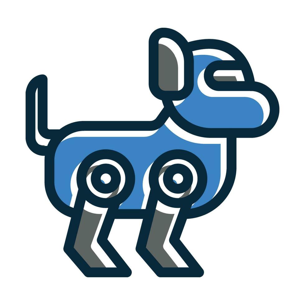 Robot Dog Vector Thick Line Filled Dark Colors