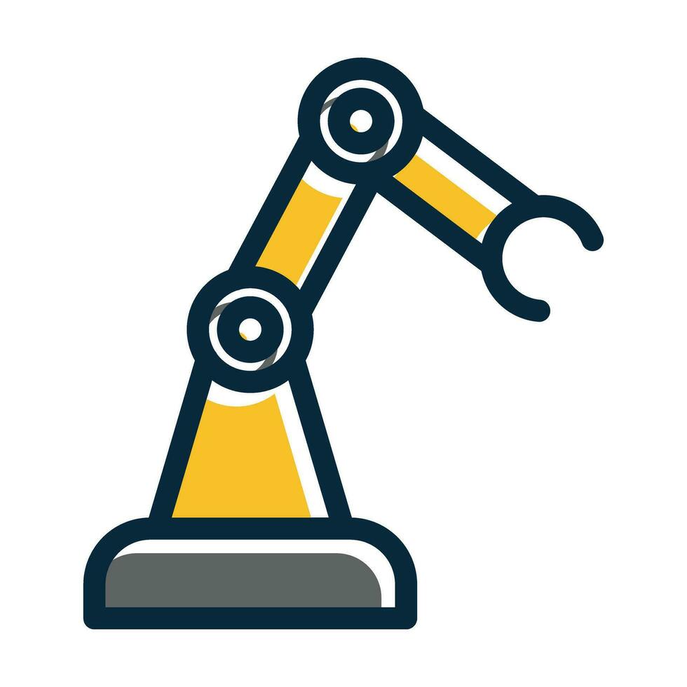 Robotic Arm Vector Thick Line Filled Dark Colors