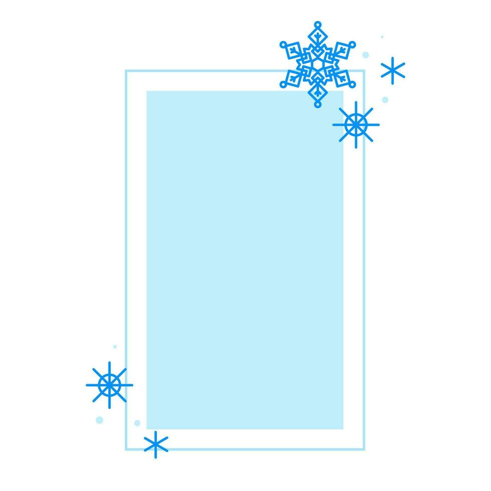 Christmas winter linear blue rectangle frame vector