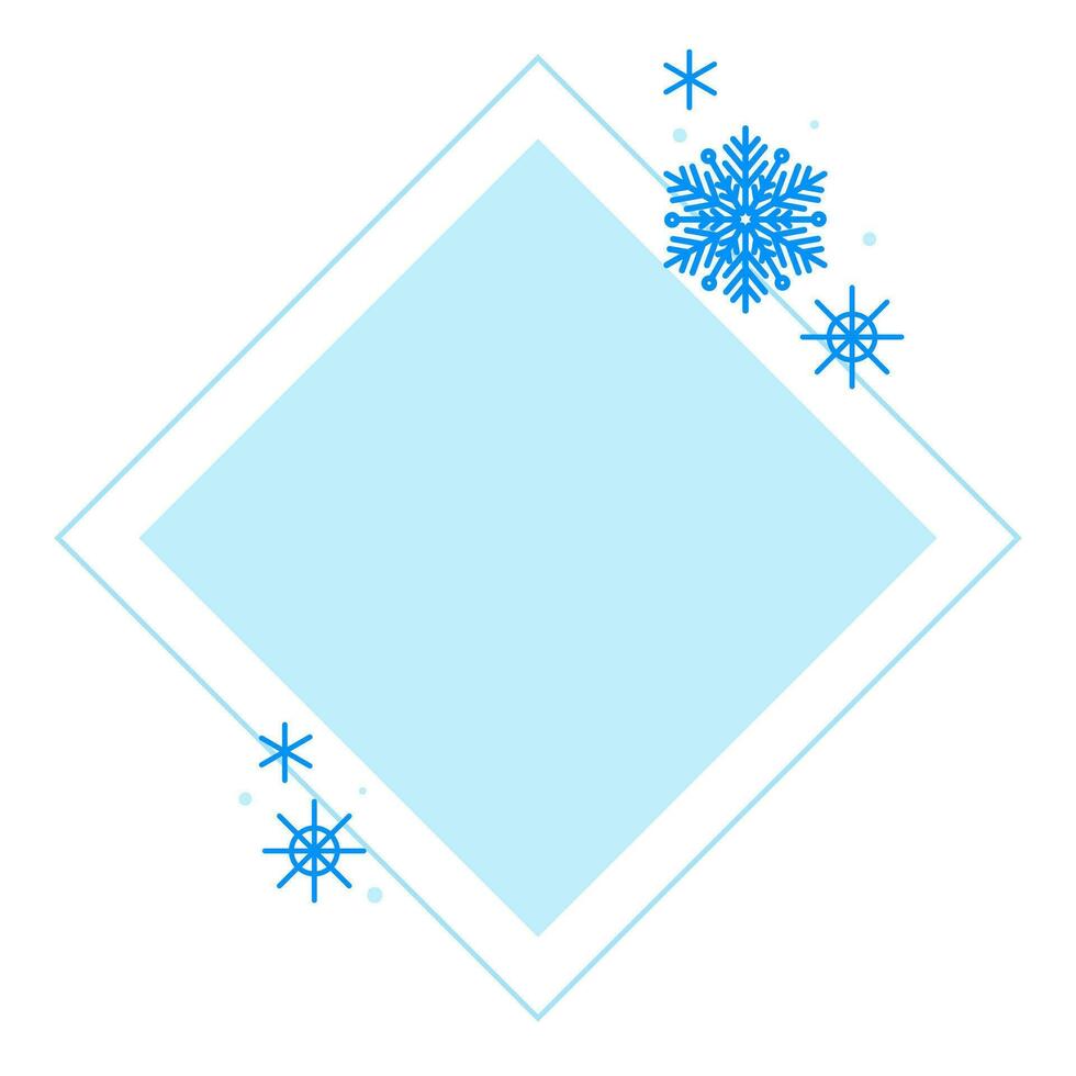 Christmas winter linear blue rhombus frame with snowflake vector