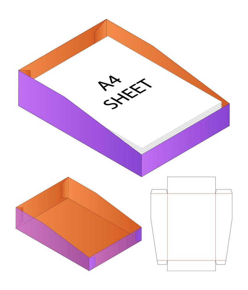 Box packaging die cut template design. 3d mock-up vector