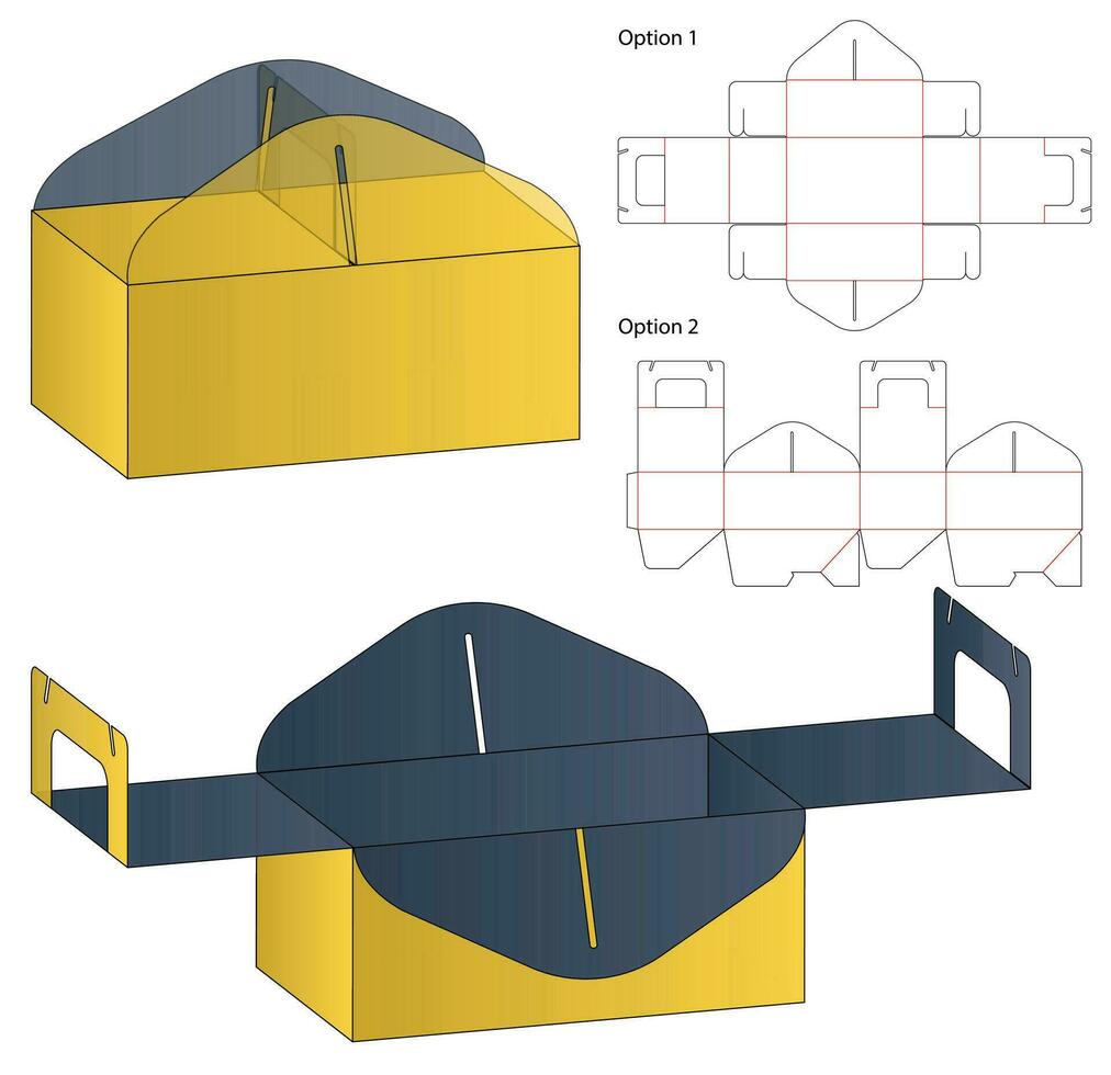 Box packaging die cut template design. 3d mock-up vector