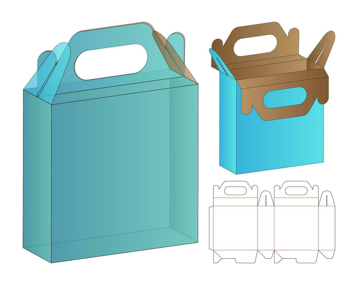 diseño de plantilla troquelada de embalaje de caja. Maqueta 3d vector