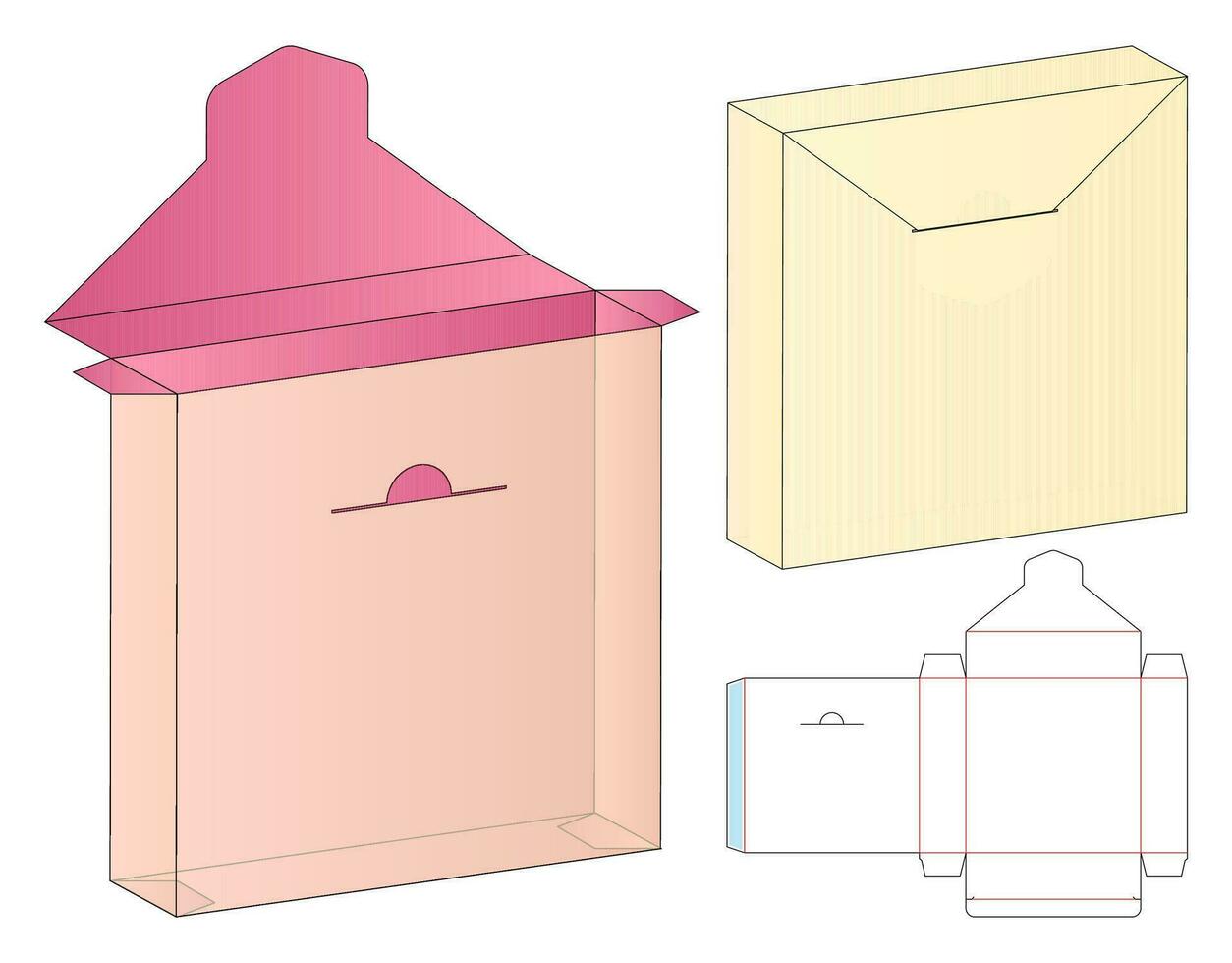 Box packaging die cut template design. 3d mock-up vector