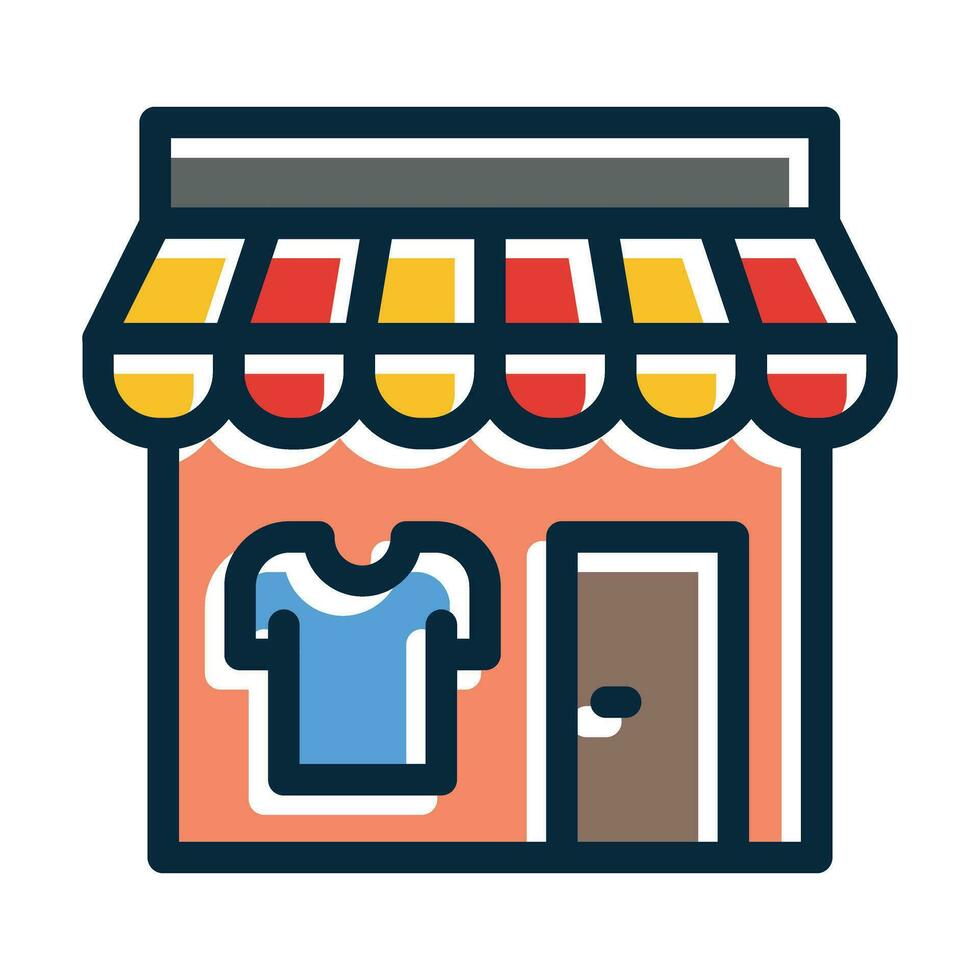 Laundry Shop Vector Thick Line Filled Dark Colors