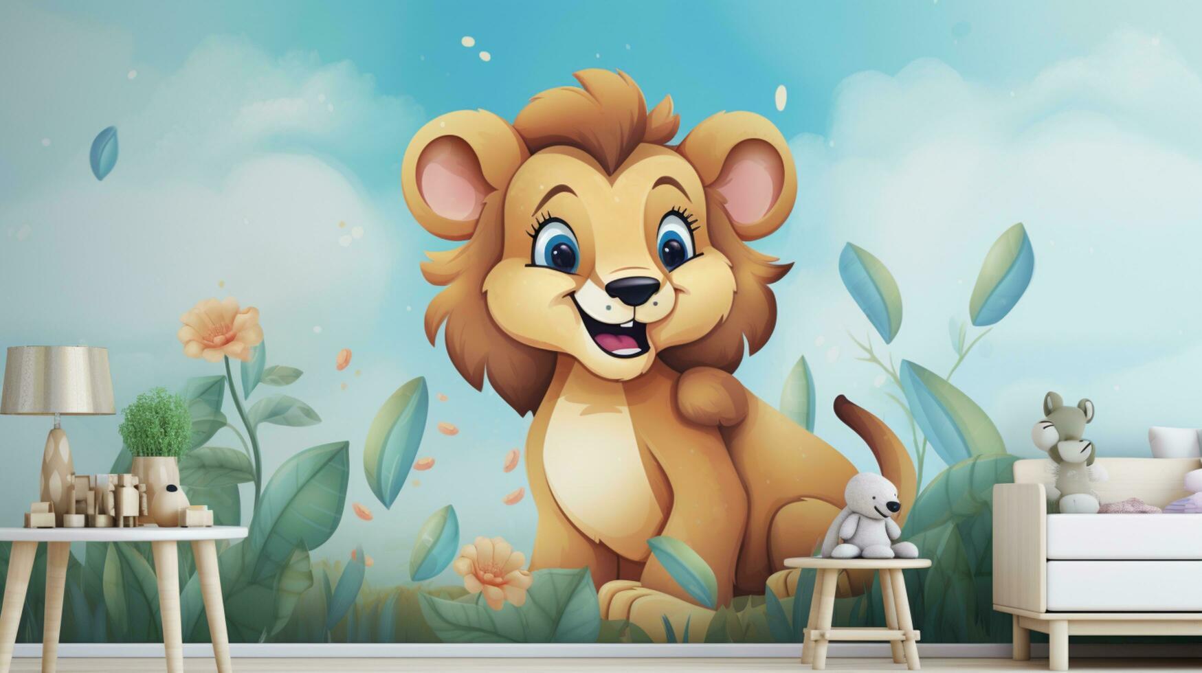 AI generated cartoon wallpaper inspiration for children's rooms photo