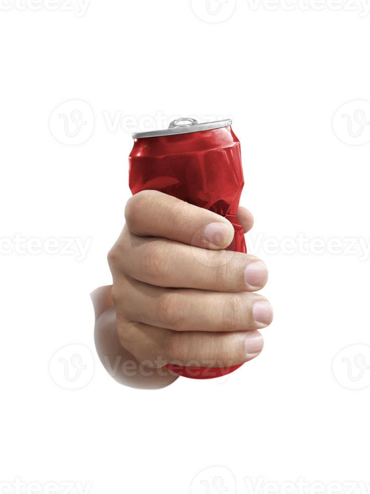Compressed cans in hand. transparent background png
