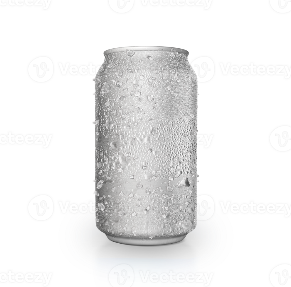 Cans with water droplets and ice. transparent background png