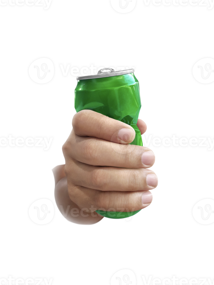 Compressed cans in hand. transparent background png