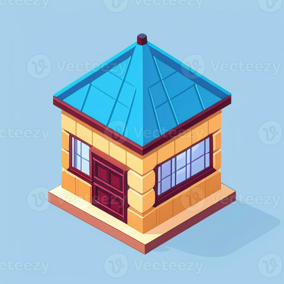 AI generated Isometric Building House Commercial Clip Art Icon Sticker Decoration Simple Background photo