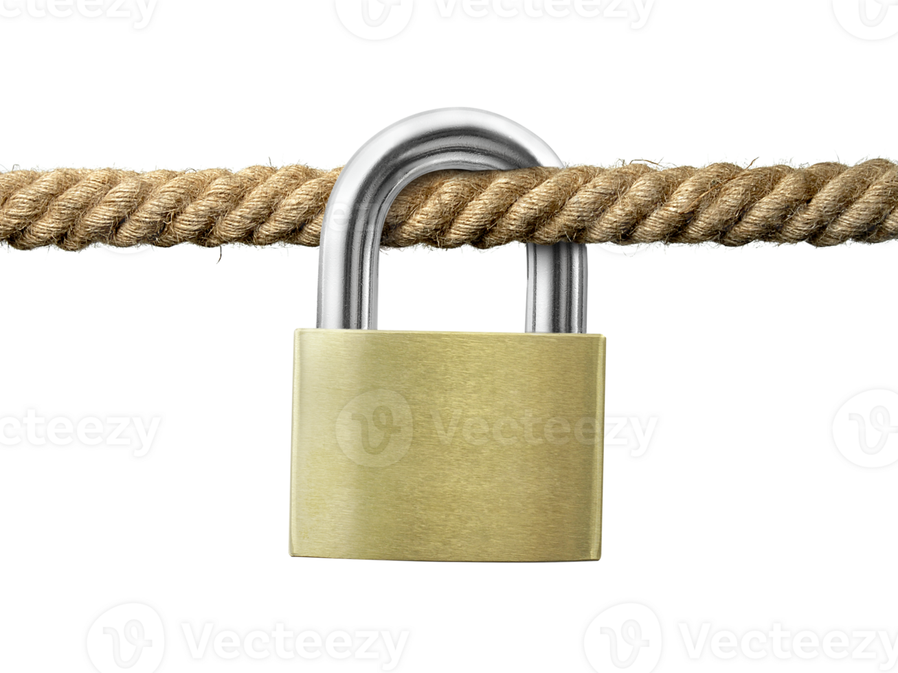 key lock on rope. transparent background png