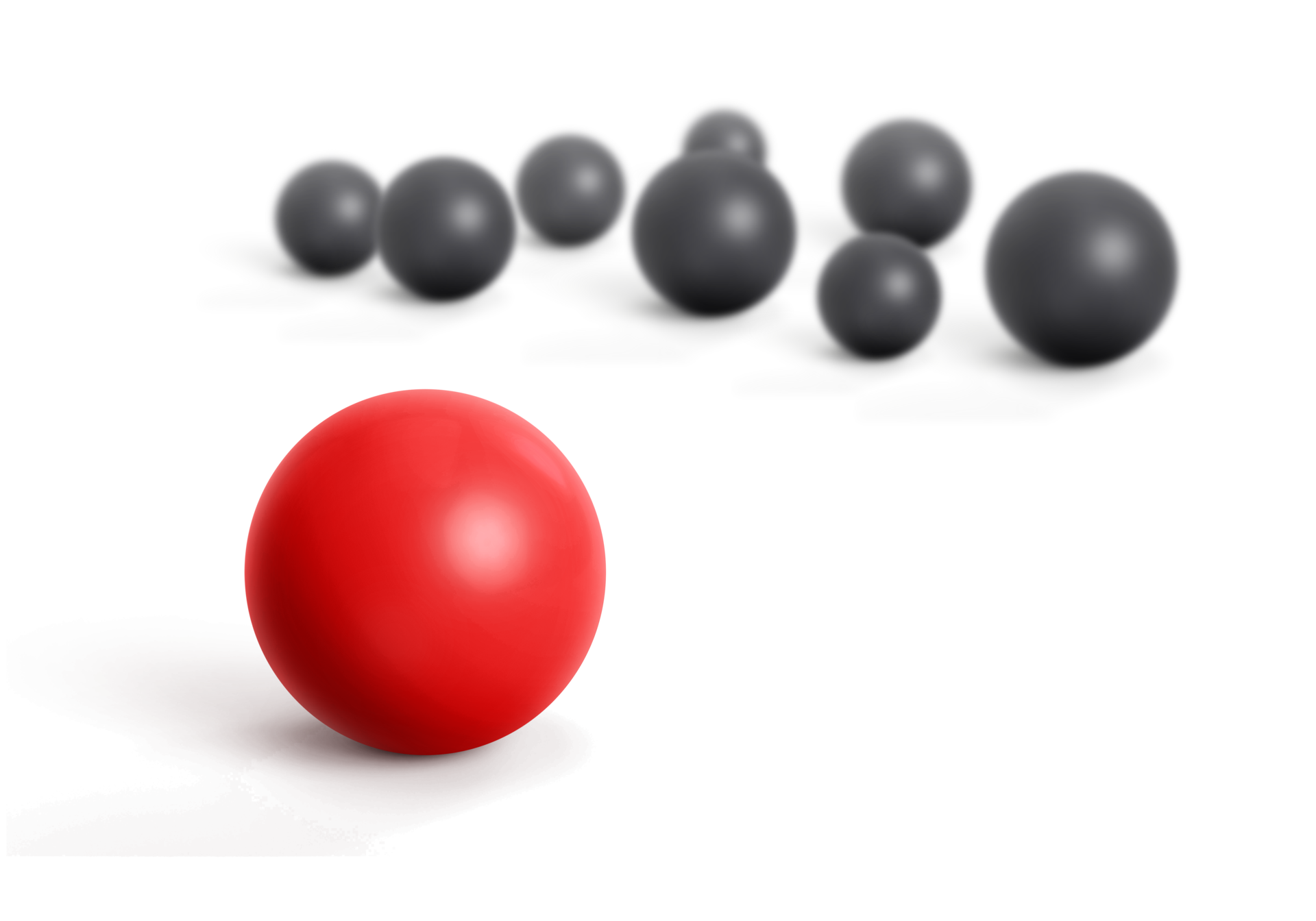 Red sphere with shadow and black sphere. transparent background