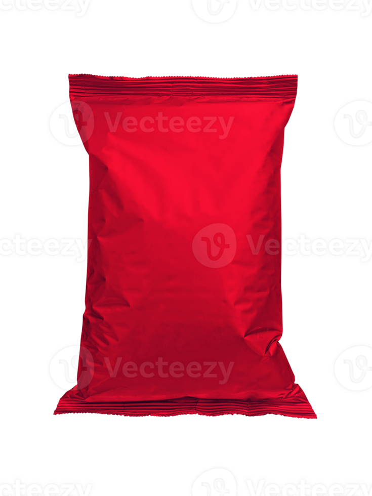 Red Packaging for food, chips, crackers, sweets, mockup for your design and advertising, an empty packaging form. transparent background png