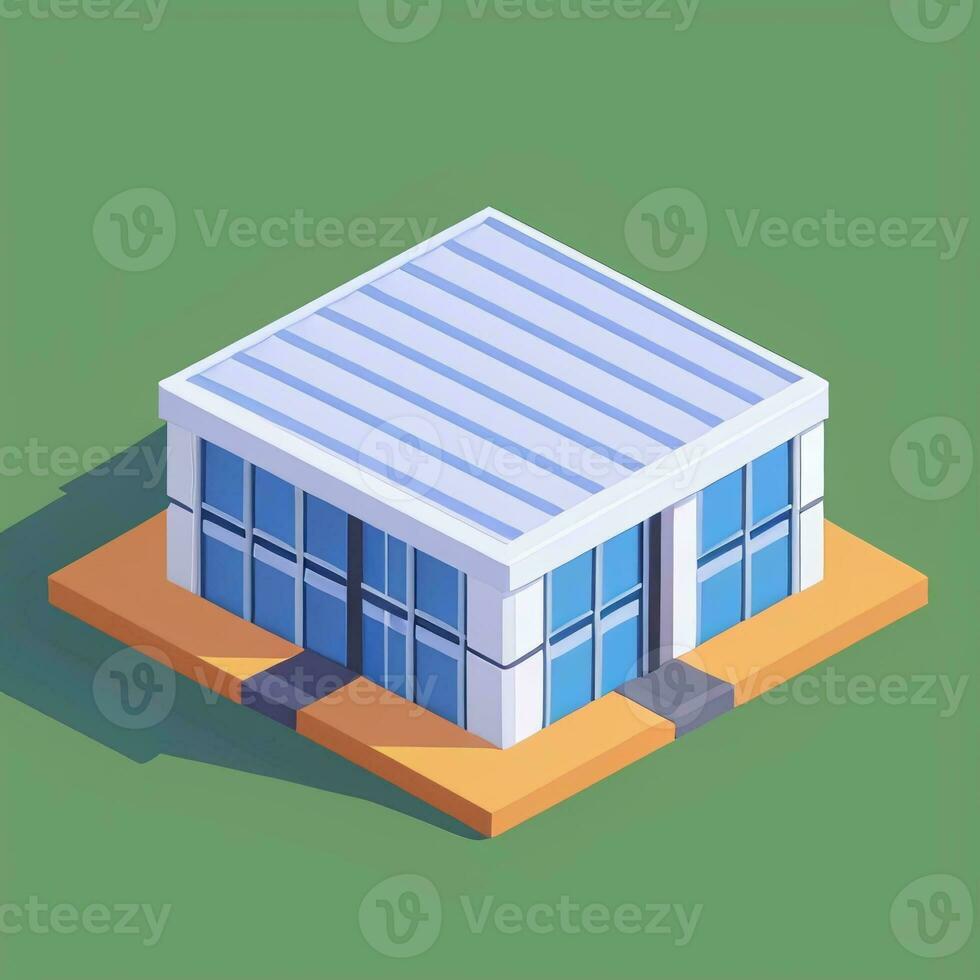 AI generated Isometric Building House Commercial Clip Art Icon Sticker Decoration Simple Background photo