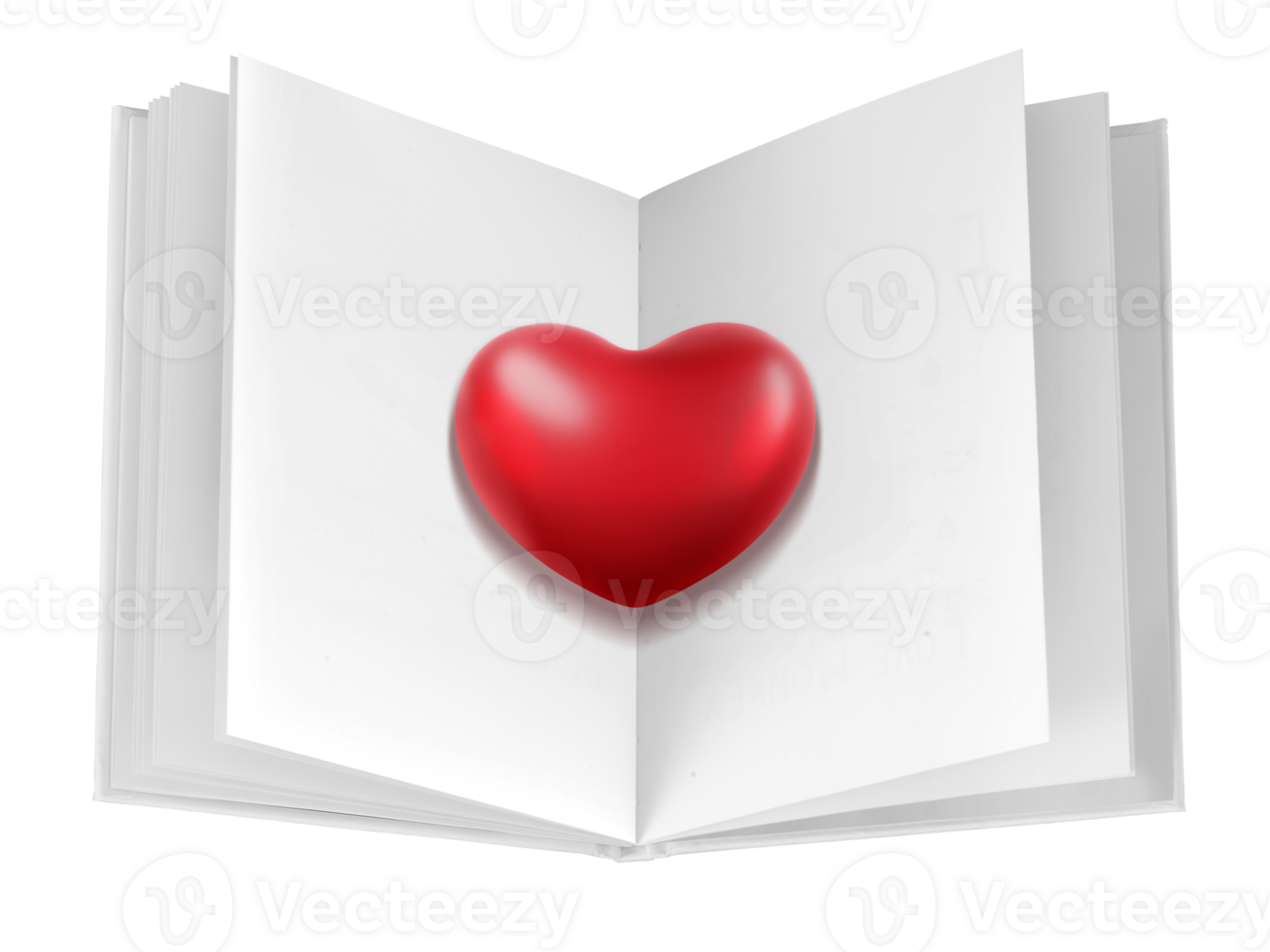 Red hearts, concept creativity with open book. transparent background png