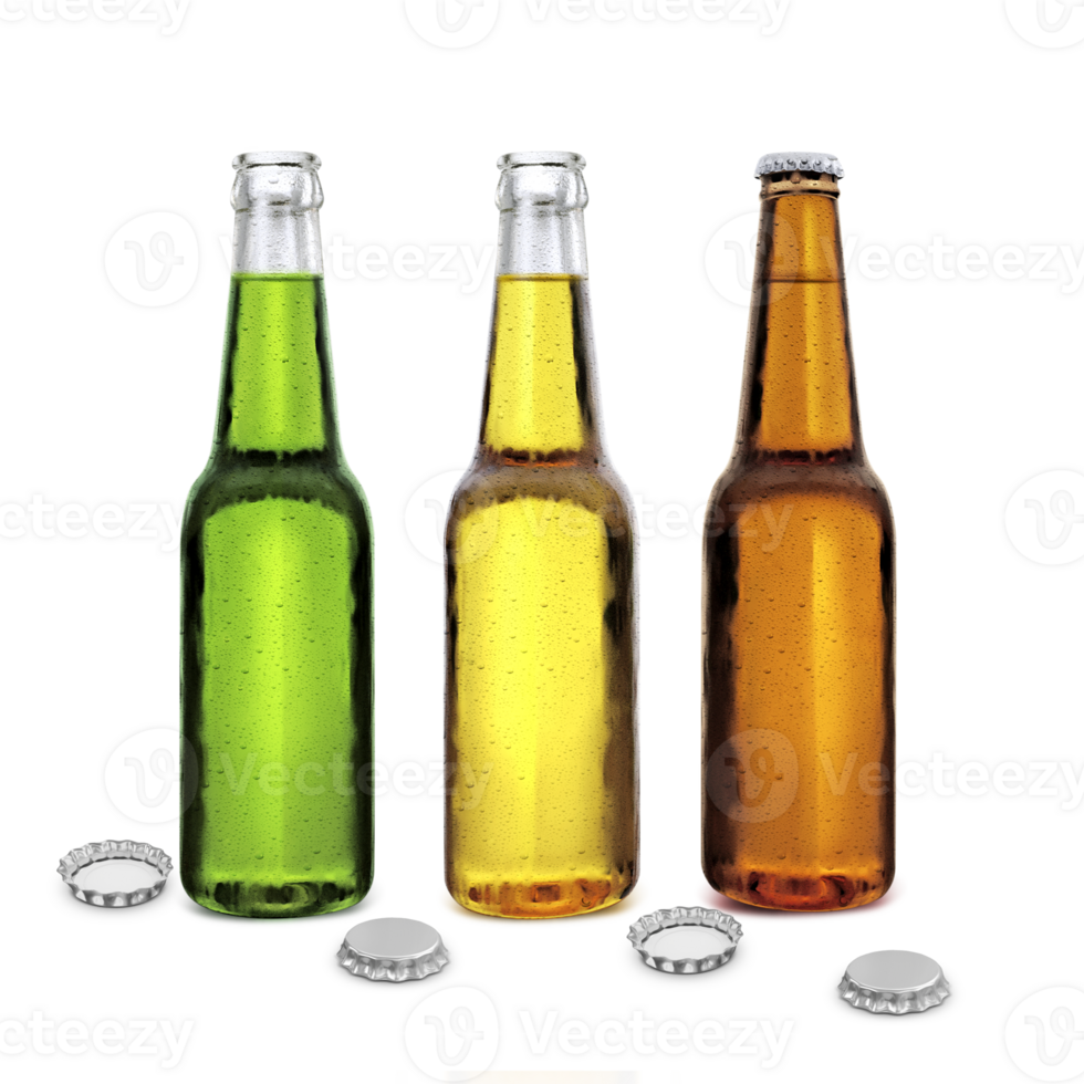 Open bier fles en Gesloten bier fles. transparant achtergrond png