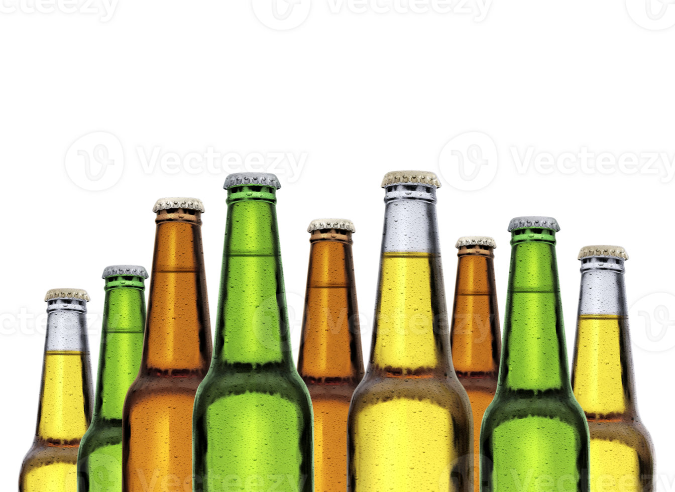 Frosty bottles of beer. transparent background png