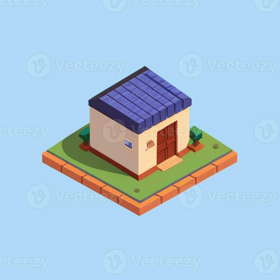 AI generated Isometric Building House Commercial Clip Art Icon Sticker Decoration Simple Background photo