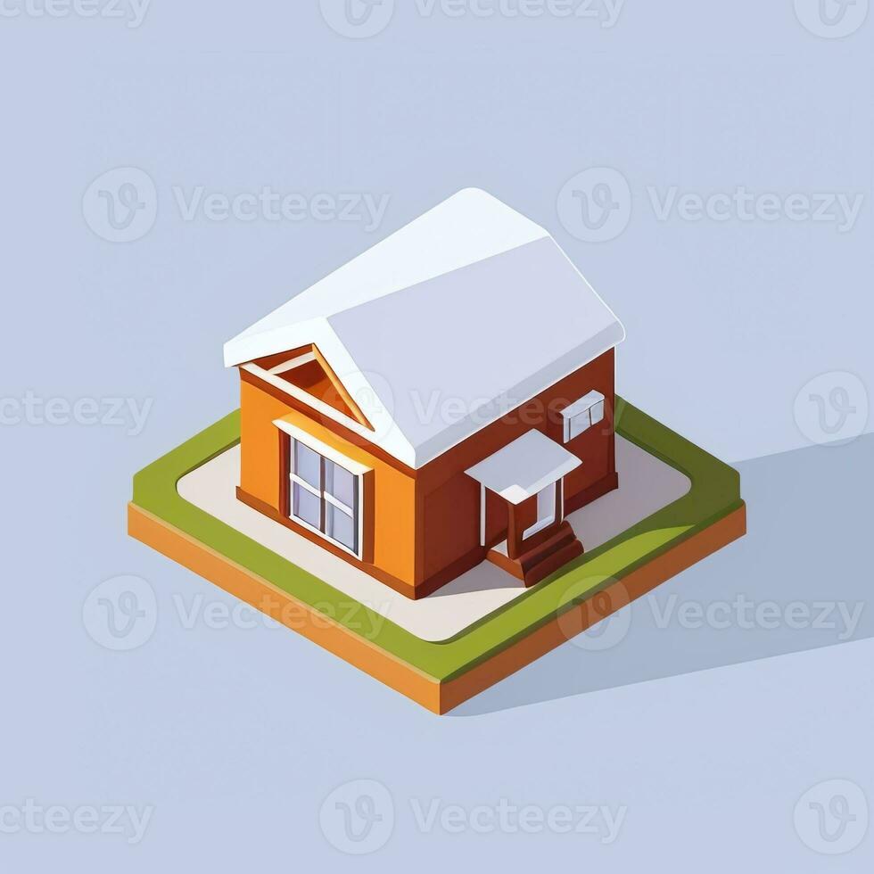 AI generated Isometric Building House Commercial Clip Art Icon Sticker Decoration Simple Background photo