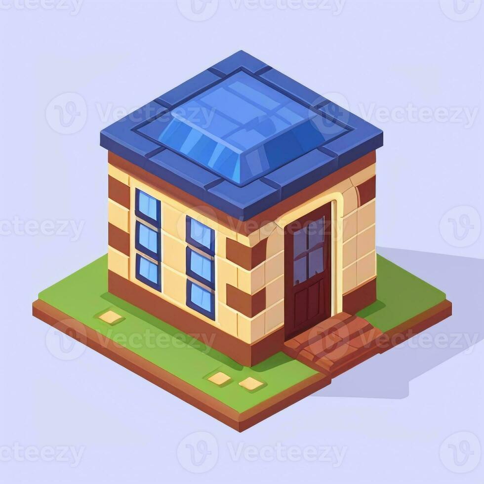 AI generated Isometric Building House Commercial Clip Art Icon Sticker Decoration Simple Background photo