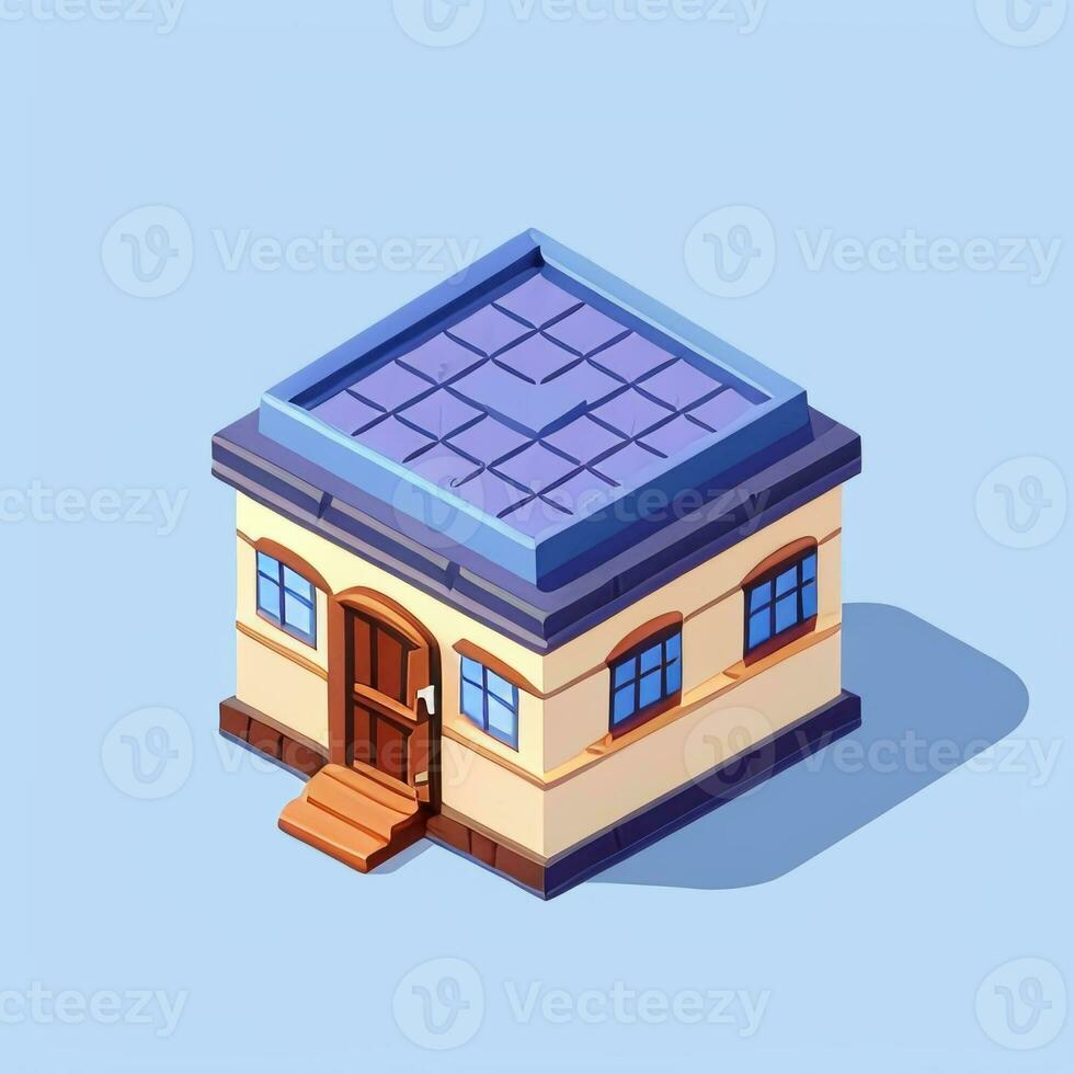AI generated Isometric Building House Commercial Clip Art Icon Sticker Decoration Simple Background photo