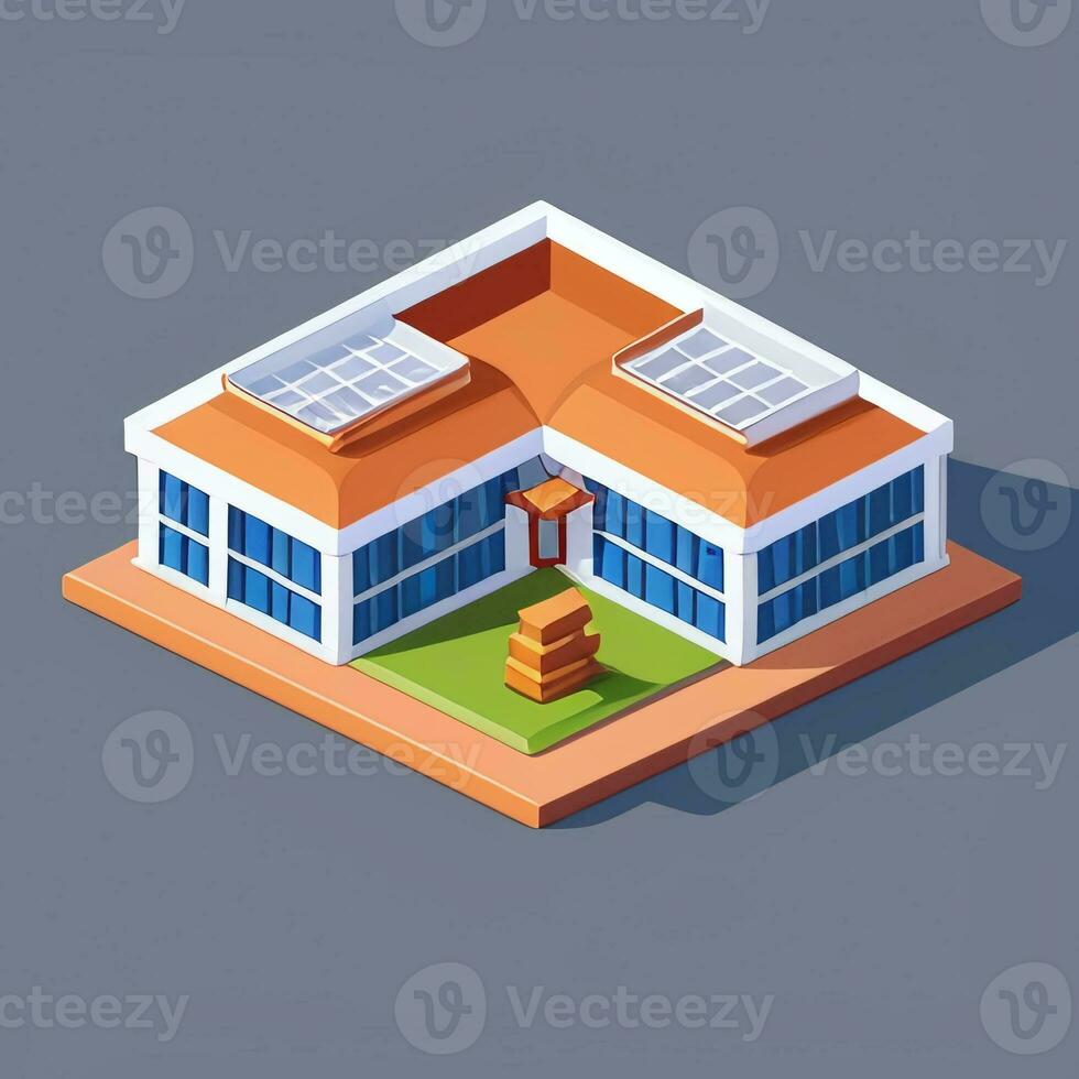 AI generated Isometric Building House Commercial Clip Art Icon Sticker Decoration Simple Background photo