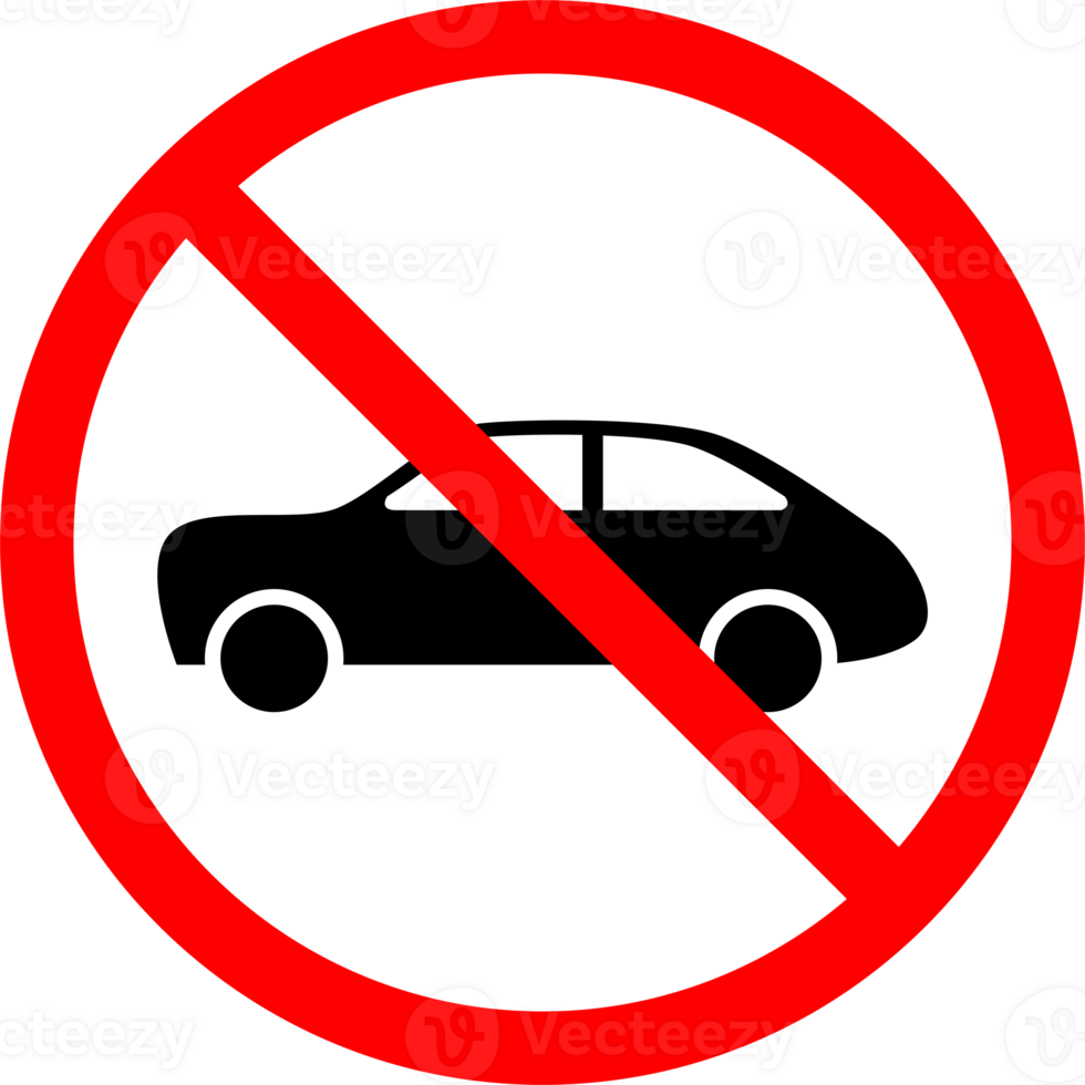 No car allowed prohibition icon sign Do not drive symbol, no cars entry illustration png