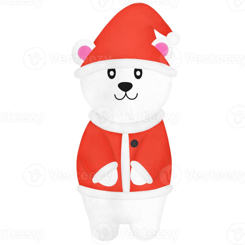 Santa Polar Bear Illustration png