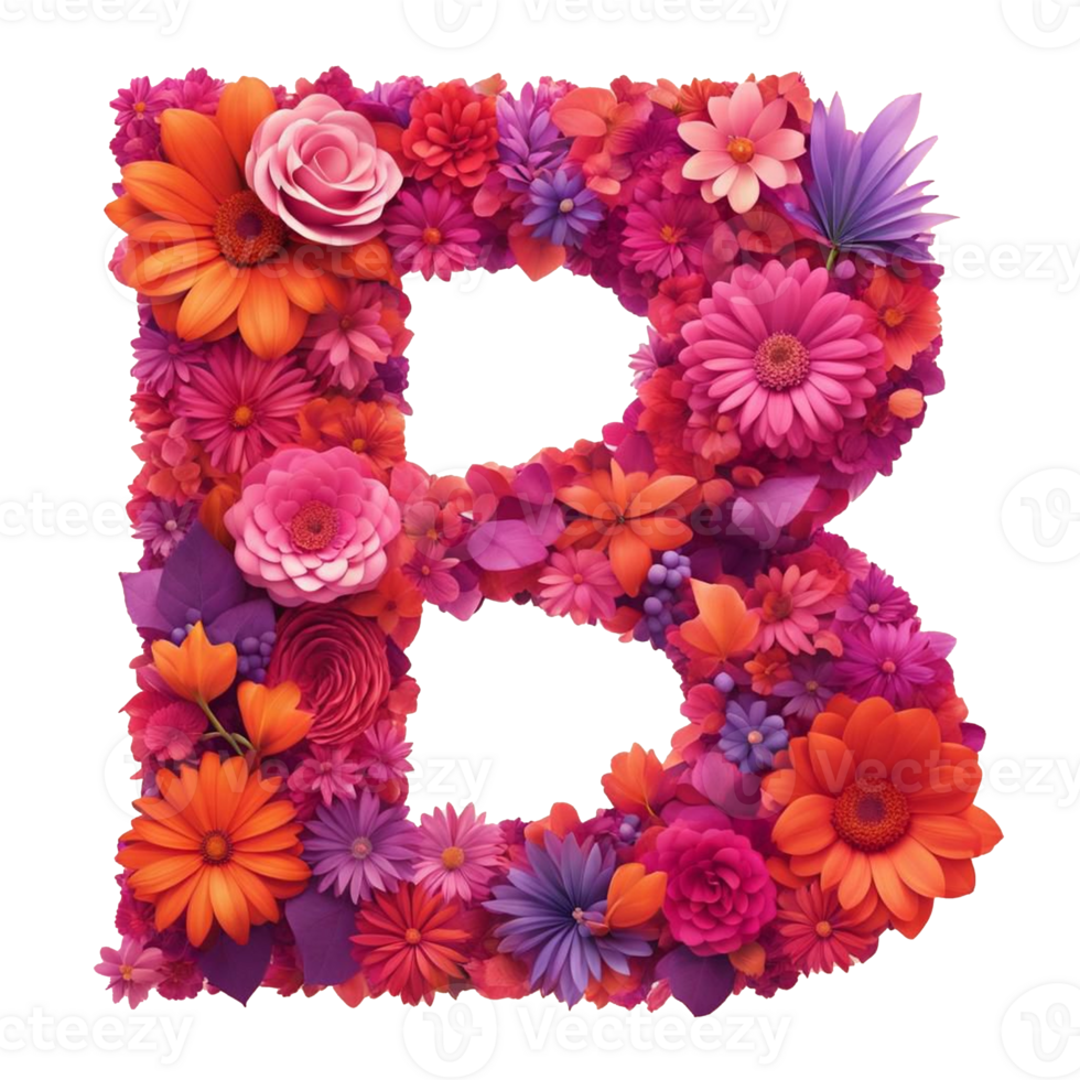 AI generated flowers letter b png AI generated