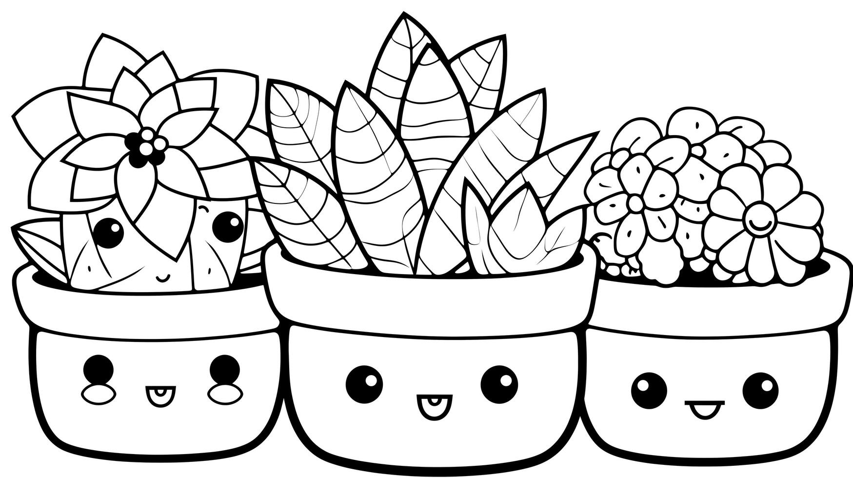 AI generated Cute Cactus coloring page drawing illustration. Coloring activity for kids. Simple cute kid drawing. photo