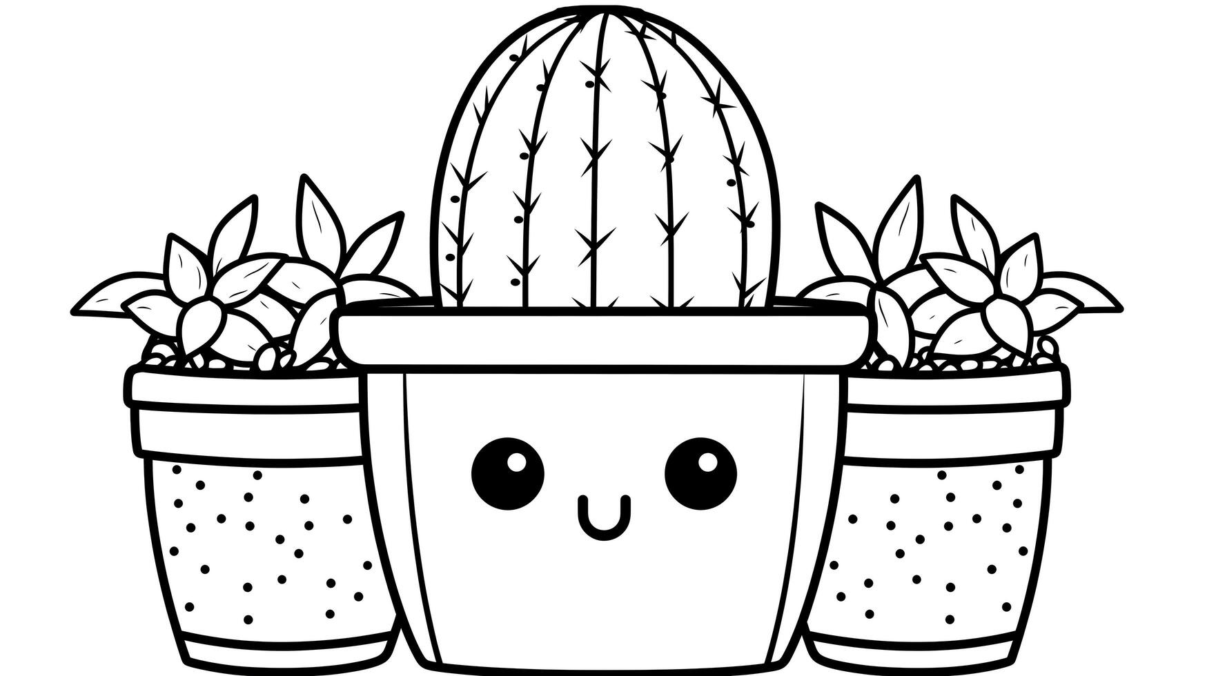 AI generated Cute Cactus coloring page drawing illustration. Coloring activity for kids. Simple cute kid drawing. photo