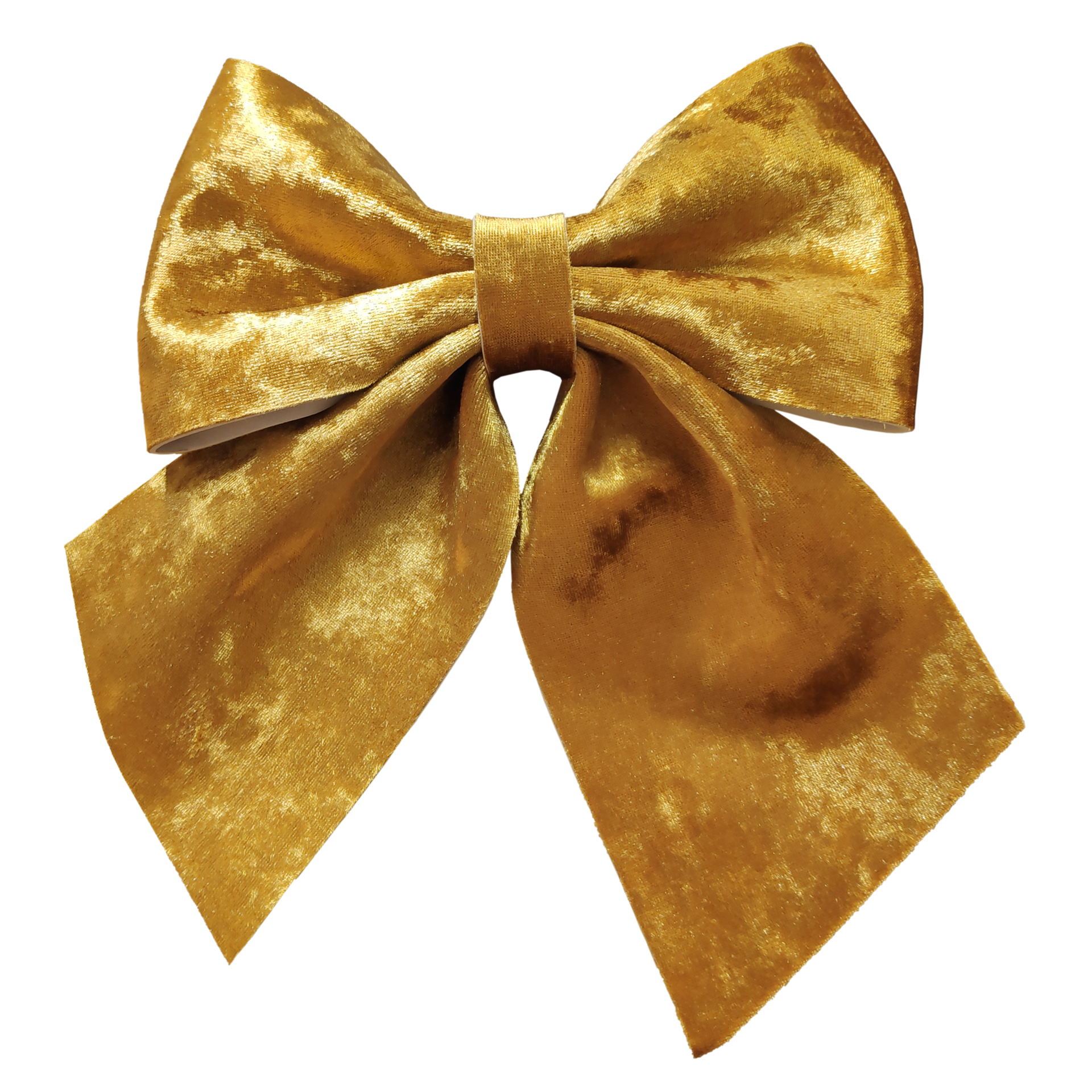 Gold Gift Ribbon Tied In A Bow On White Background Cut Out Top