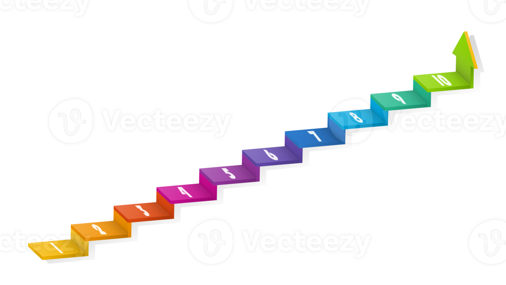 3d stair infographic elements design with 10 options, Steps or processes and marketing can be used for presentation. png