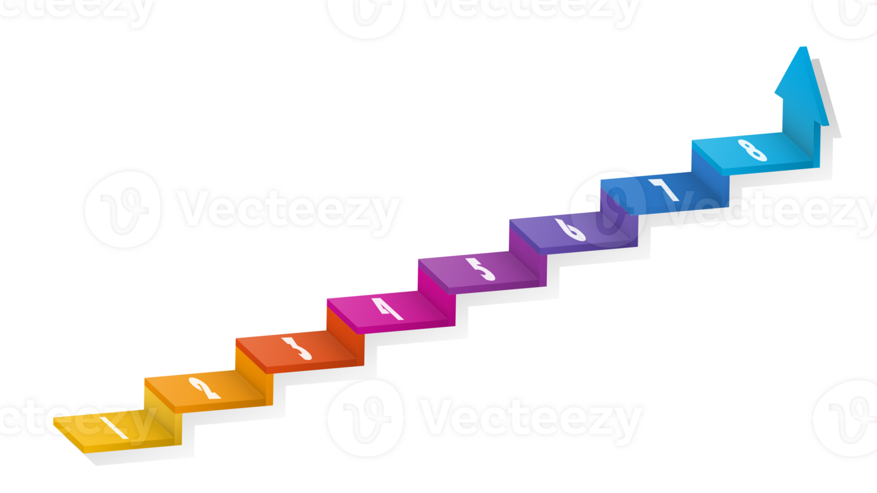 3d stair infographic elements design with 8 options, Steps or processes and marketing can be used for presentation. png