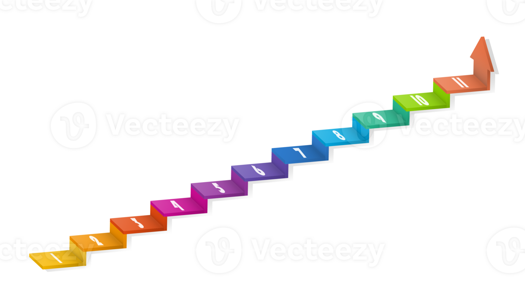 3d stair infographic elements design with 11 options, Steps or processes and marketing can be used for presentation. png