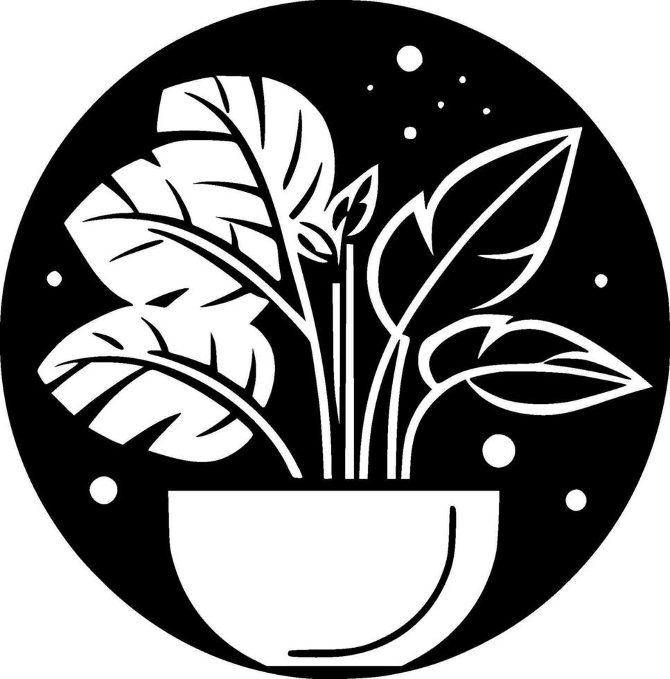 Plants, Black and White Vector illustration